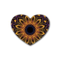 Yellow Purple Lotus Mandala Drink Coasters 4 Pack (heart) 