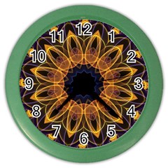 Yellow Purple Lotus Mandala Wall Clock (color) by Zandiepants