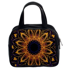 Yellow Purple Lotus Mandala Classic Handbag (two Sides) by Zandiepants