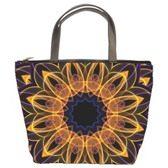 Yellow Purple Lotus Mandala Bucket Handbag