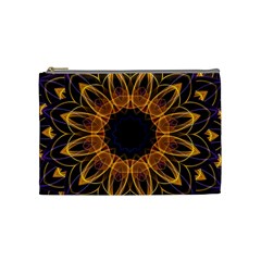 Yellow Purple Lotus Mandala Cosmetic Bag (medium) by Zandiepants