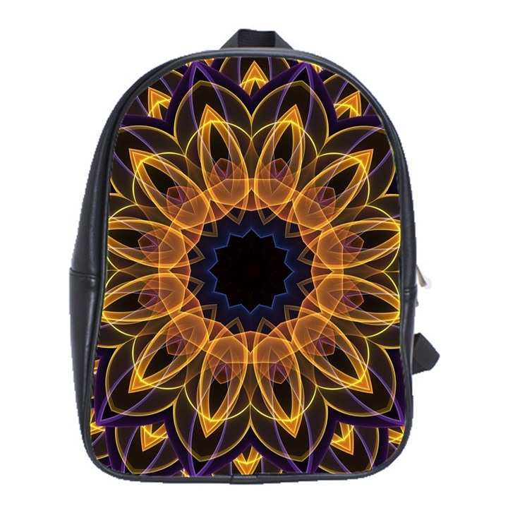 Yellow Purple Lotus Mandala School Bag (Large)