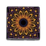 Yellow Purple Lotus Mandala Memory Card Reader with Storage (Square) Front