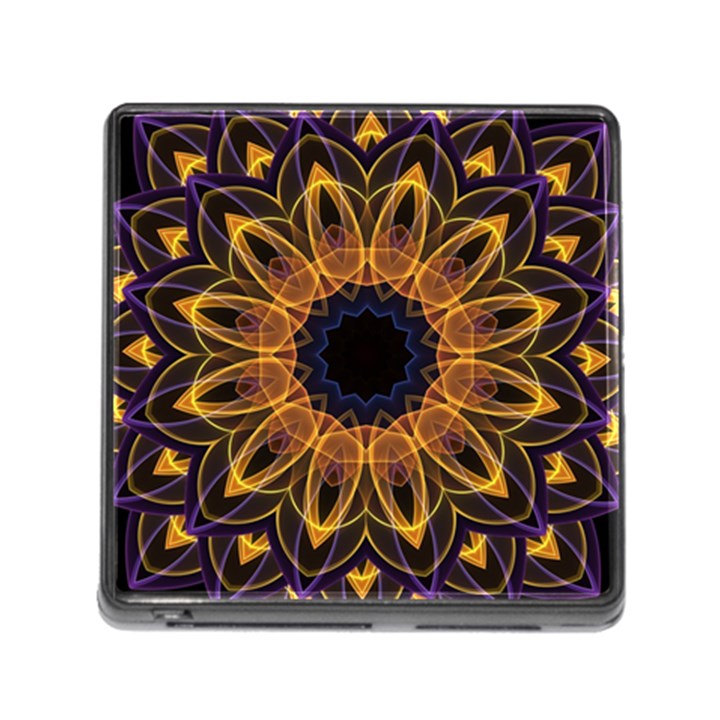 Yellow Purple Lotus Mandala Memory Card Reader with Storage (Square)