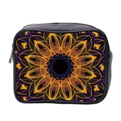 Yellow Purple Lotus Mandala Mini Travel Toiletry Bag (two Sides) by Zandiepants