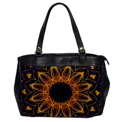 Yellow Purple Lotus Mandala Oversize Office Handbag (one Side)