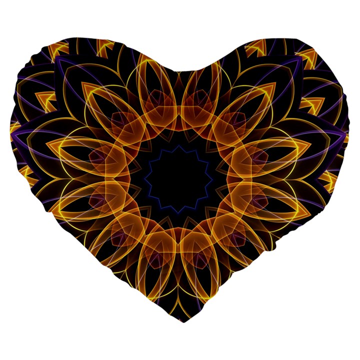 Yellow Purple Lotus Mandala 19  Premium Heart Shape Cushion