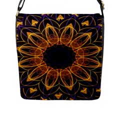 Yellow Purple Lotus Mandala Flap Closure Messenger Bag (large) by Zandiepants