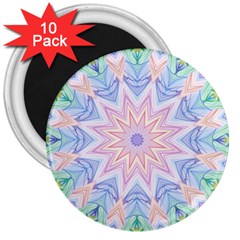 Soft Rainbow Star Mandala 3  Button Magnet (10 Pack)