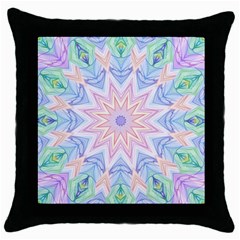 Soft Rainbow Star Mandala Black Throw Pillow Case by Zandiepants