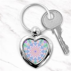 Soft Rainbow Star Mandala Key Chain (heart)