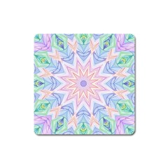 Soft Rainbow Star Mandala Magnet (square) by Zandiepants