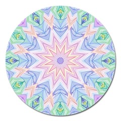 Soft Rainbow Star Mandala Magnet 5  (round)