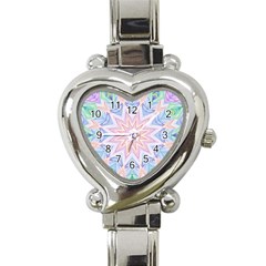 Soft Rainbow Star Mandala Heart Italian Charm Watch  by Zandiepants