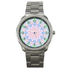 Soft Rainbow Star Mandala Sport Metal Watch by Zandiepants