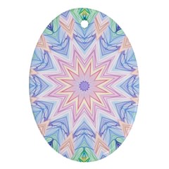 Soft Rainbow Star Mandala Oval Ornament (two Sides) by Zandiepants