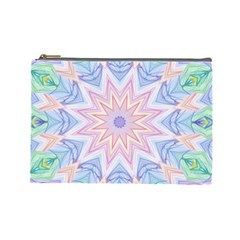 Soft Rainbow Star Mandala Cosmetic Bag (large)