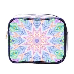 Soft Rainbow Star Mandala Mini Travel Toiletry Bag (one Side)