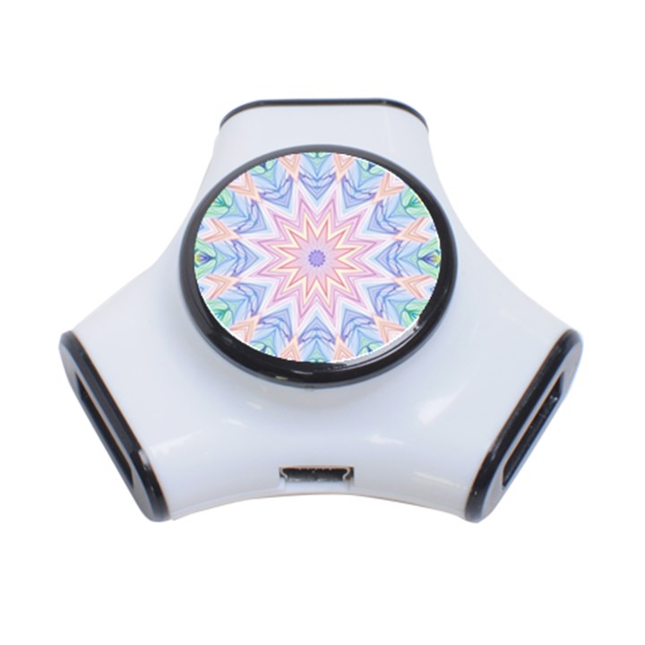 Soft Rainbow Star Mandala 3 Port USB Hub