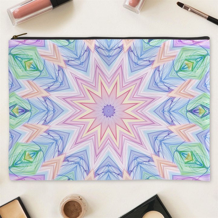 Soft Rainbow Star Mandala Cosmetic Bag (XXXL)