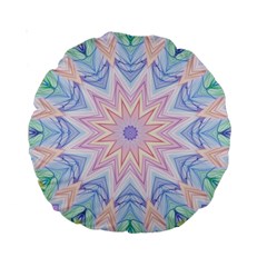 Soft Rainbow Star Mandala 15  Premium Round Cushion 