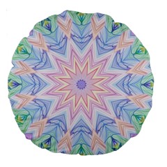 Soft Rainbow Star Mandala 18  Premium Round Cushion  by Zandiepants