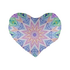 Soft Rainbow Star Mandala 16  Premium Heart Shape Cushion 