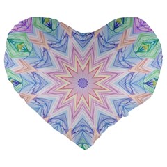 Soft Rainbow Star Mandala 19  Premium Heart Shape Cushion by Zandiepants