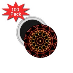 Yellow And Red Mandala 1 75  Button Magnet (100 Pack)