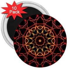 Yellow And Red Mandala 3  Button Magnet (10 Pack)