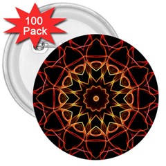 Yellow And Red Mandala 3  Button (100 Pack)