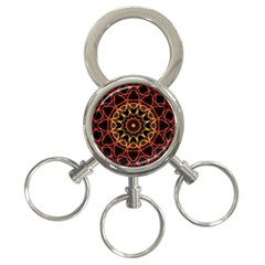 Yellow And Red Mandala 3-ring Key Chain