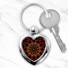 Yellow And Red Mandala Key Chain (heart)