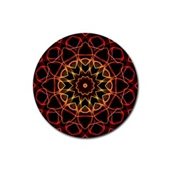 Yellow And Red Mandala Drink Coaster (round)