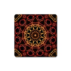 Yellow And Red Mandala Magnet (square)