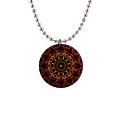 Yellow And Red Mandala Button Necklace by Zandiepants