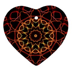 Yellow And Red Mandala Heart Ornament (two Sides) by Zandiepants