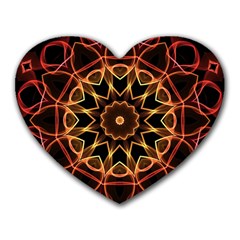 Yellow And Red Mandala Mouse Pad (heart)