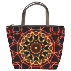 Yellow And Red Mandala Bucket Handbag