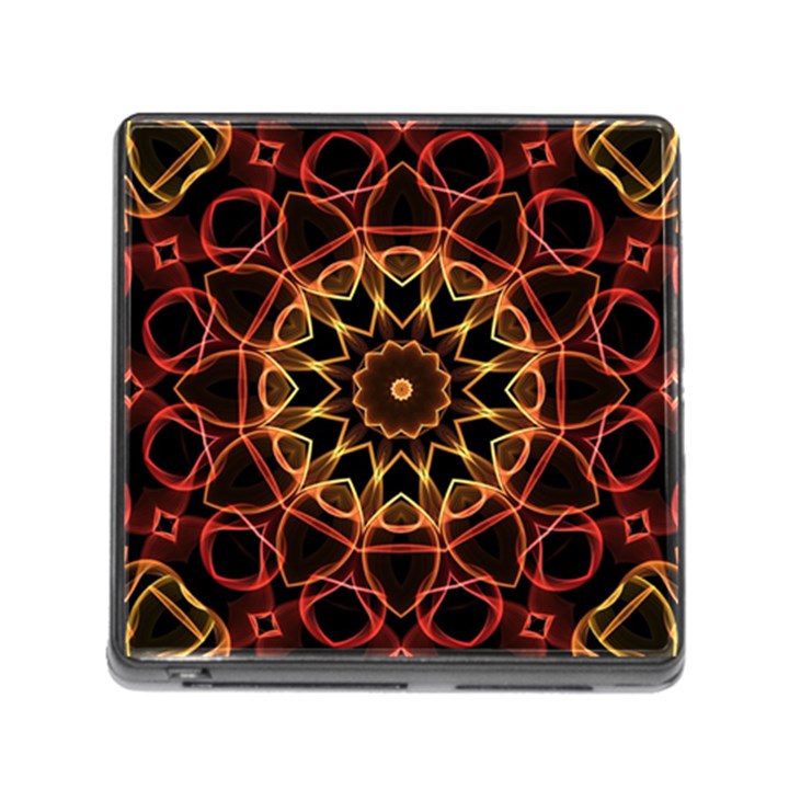 Yellow And Red Mandala Memory Card Reader with Storage (Square)