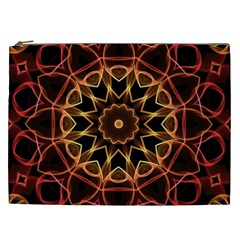 Yellow And Red Mandala Cosmetic Bag (xxl)