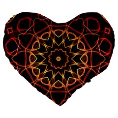 Yellow And Red Mandala 19  Premium Heart Shape Cushion