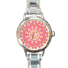 Yellow Pink Romance Round Italian Charm Watch by Zandiepants