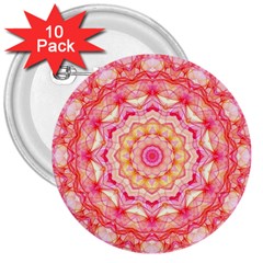 Yellow Pink Romance 3  Button (10 Pack)