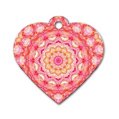 Yellow Pink Romance Dog Tag Heart (two Sided) by Zandiepants