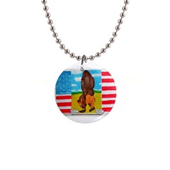 Big Foot,bison U,s,a, Flag Button Necklace