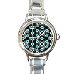 Pale Blue Elegant Retro Round Italian Charm Watch by Colorfulart23