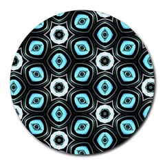 Pale Blue Elegant Retro 8  Mouse Pad (round) by Colorfulart23