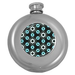 Pale Blue Elegant Retro Hip Flask (round) by Colorfulart23