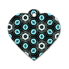 Pale Blue Elegant Retro Dog Tag Heart (two Sided) by Colorfulart23